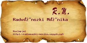 Radvánszki Mónika névjegykártya